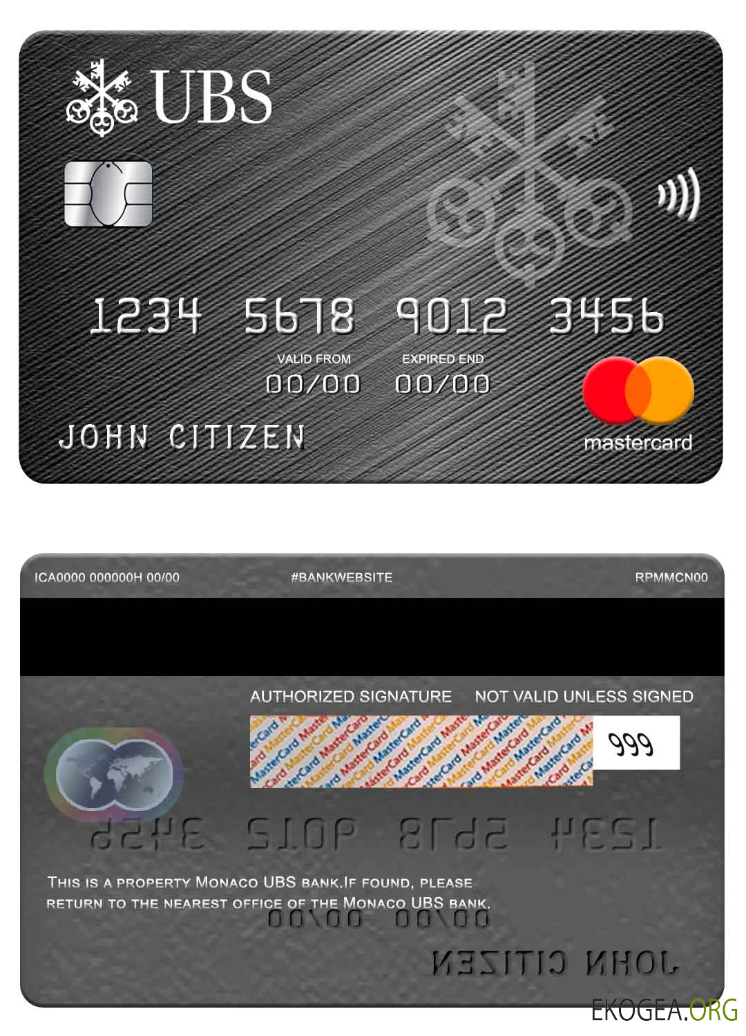 Mastercard de la banque UBS de Monaco